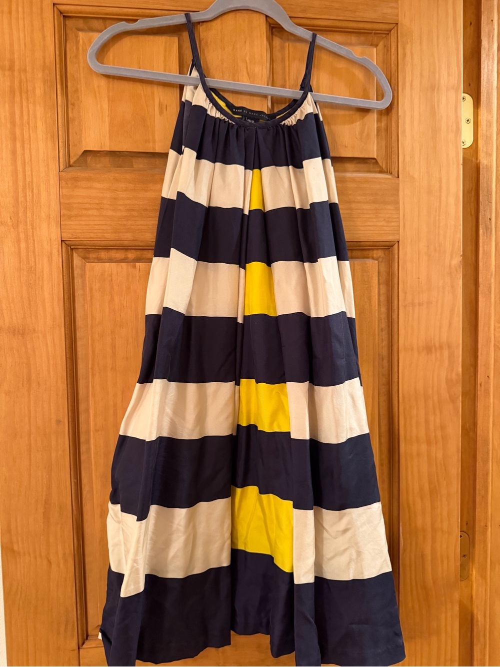 Striped Navy, White & Yellow Maxi Skirt